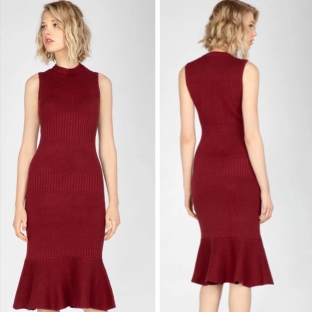 Adelyn Rae Inez Knit Sweater Midi Cabernet Dress